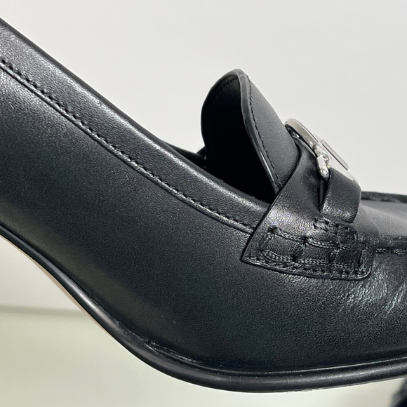 Michael Kors Black Leather Loafer Hattie Mid Shoe Size 7.5M Block Heel MSRP $168 - Picture 10 of 16